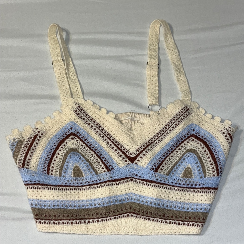 Boho Crochet Striped Top